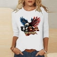 thumbnail image 4 of Women Patriotic Graphic Tee, USA 250th Anniversary Printed Round Neck Casual Top, Three Quarter Sleeve Pullover Blouse, Soft Polyester Loose Fit, Independence Day Summer Outfit, 4 of 7