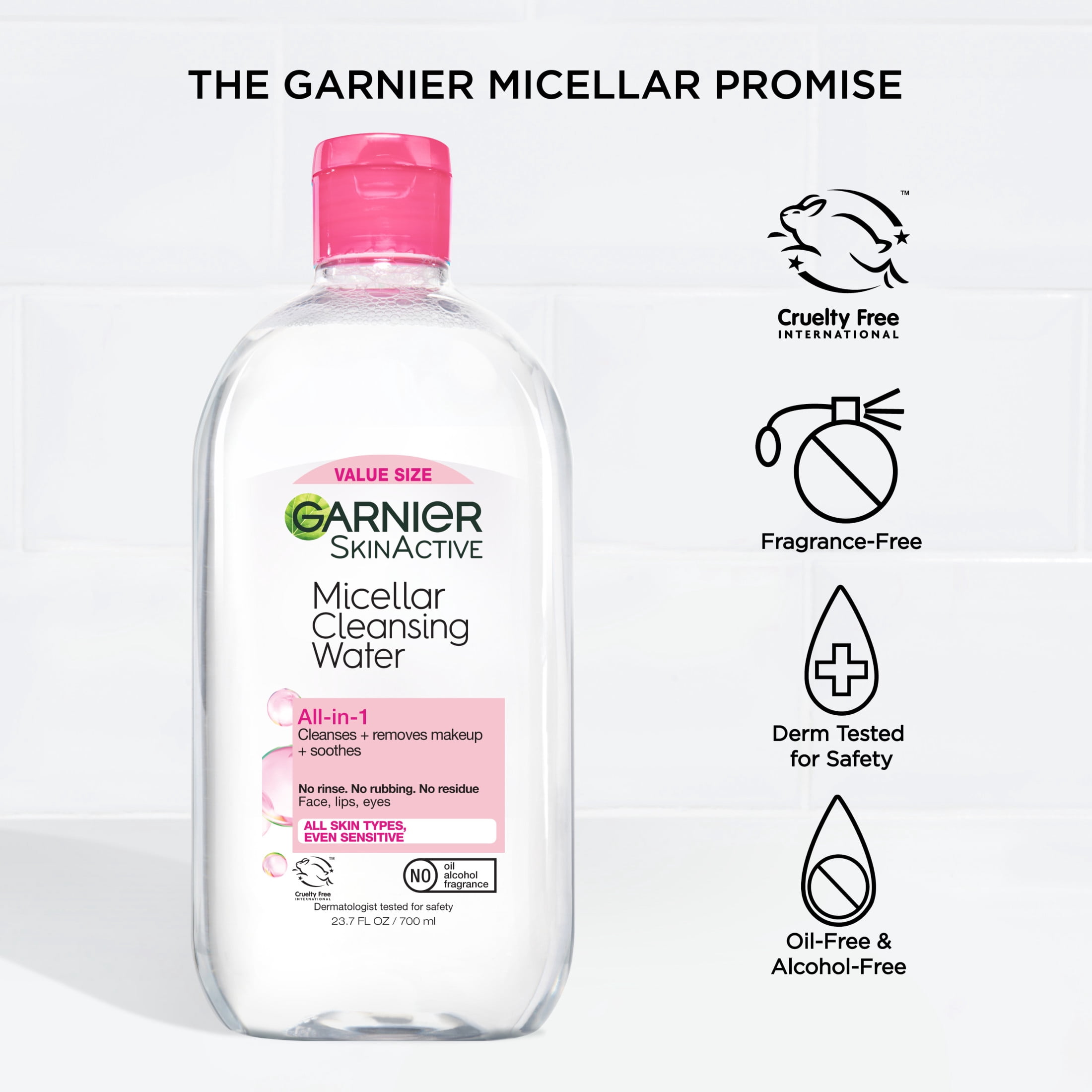 (2 pack) Garnier SkinActive Micellar Cleansing Water All in 1 Makeup Remover, Face Cleanser, 23.7 fl oz