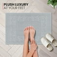 thumbnail image 3 of Canadian Linen Everest Bathmats, 2 Pack, 20"x30" Plush Bath Mat Washable Lightweight Quick Dry Soft Absorbent Cotton with Greek Key Design, Light Grey, 3 of 9