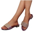 thumbnail image 7 of Xucatan Women's Rhinestone Low Heel Slides, Sparkling Crystal Embellished Open Toe Slippers, Patent Leather Dressy Summer Sandals, Glamorous Evening Party Footwear with Comfortable Low Heel Gift, 7 of 7