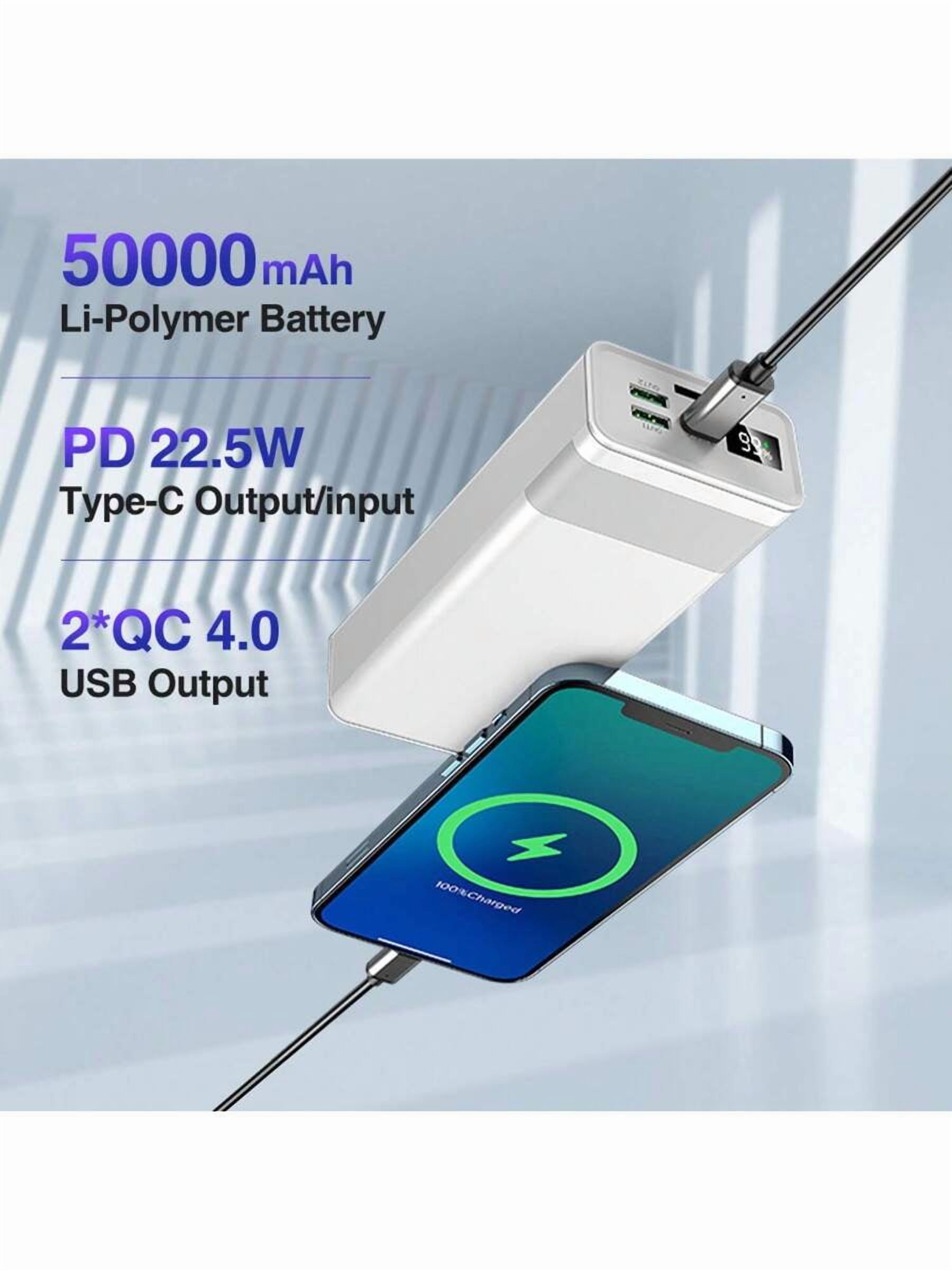 50000mAh Power Bank 22.5W Fast Charging, USB-C Portable Charger with LED Display & Flashlight, 3 Outputs 2 Inputs External Battery Pack for iPhone iPad Android, Travel Outdoor Gift