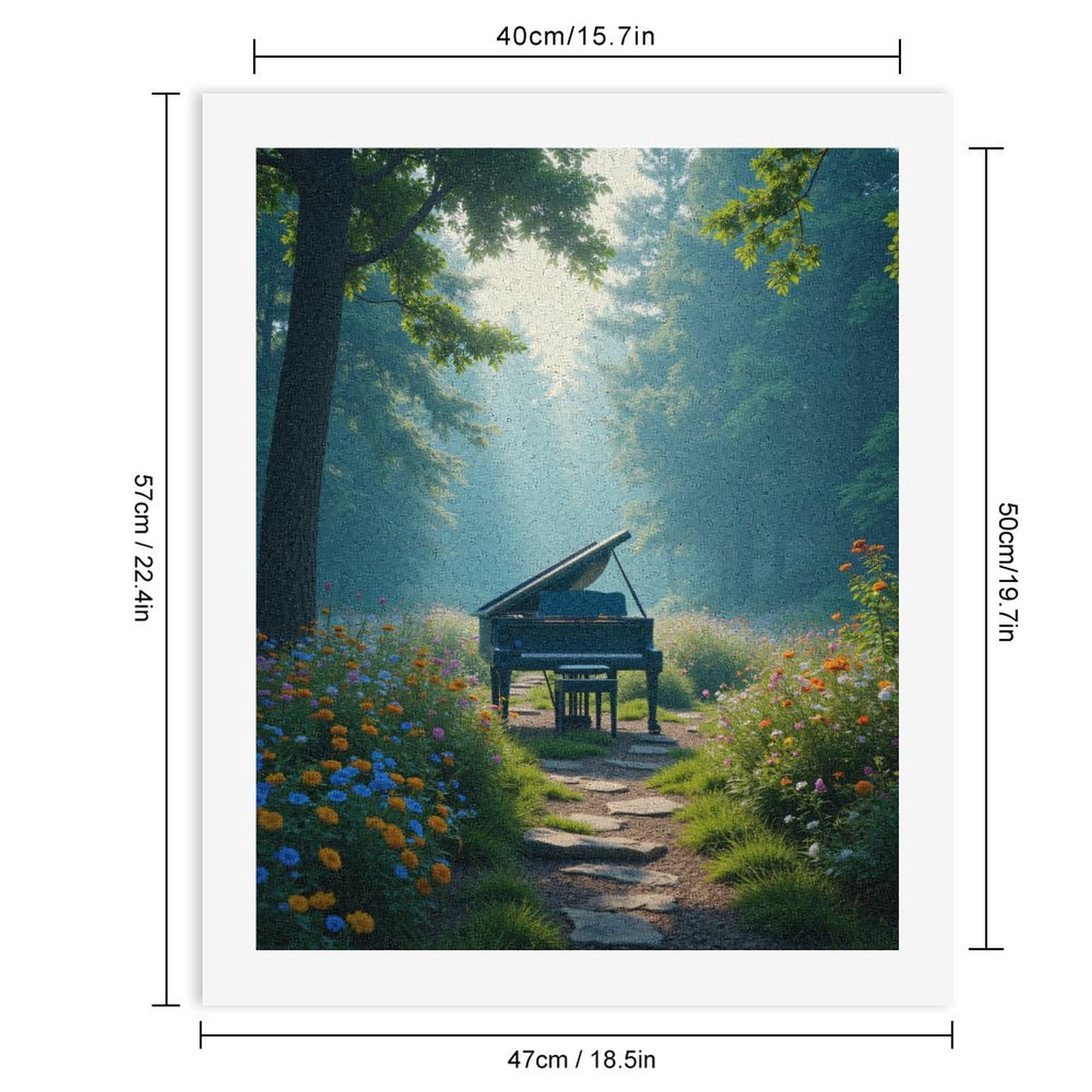 Paint By Numbers Kit for Adults Beginner - Piano In Forest Dreamy Pathway DIY Canvas Painting Kits for Adults, Frameless Paint By Number for Adults for Home Wall Decor 16x20 Inch