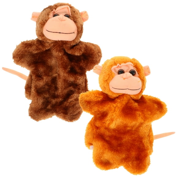 2 marionetas de mano de mono decorativas, juguete de mano realista.
