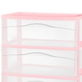 thumbnail image 5 of Sterilite Wide 3 Drawer Storage Cart, Plastic Rolling Organization Cart, Pink Frost, 5 of 6