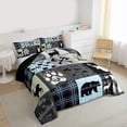 thumbnail image 3 of Erosebridal Retro Cabin Decor Comforter Set Full, Deer Bear Elk Quilt Vintage Rustic Farmhouse Bedding Set Western Cowboy Wildlife Patchwork Duvet Insert 3 Pieces With 2 Pillow Cases, Grey Black, 3 of 7