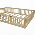 thumbnail image 4 of Full Size Pine Wood Platform Bed with Guardrail, Natural, for Bedroom, 4 of 18
