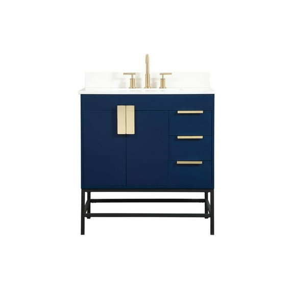 Elegant Decor Eugene 32" MDF Single Bathroom Vanity with Backsplash in Blue