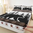 thumbnail image 4 of Manfei Pretty Stars Queen Sheets,Black Bear Queen Sheet Sets,White,4-Piece,1 Flat Sheet, 1 Fitted Sheet and 2 Pillowcases, 4 of 6