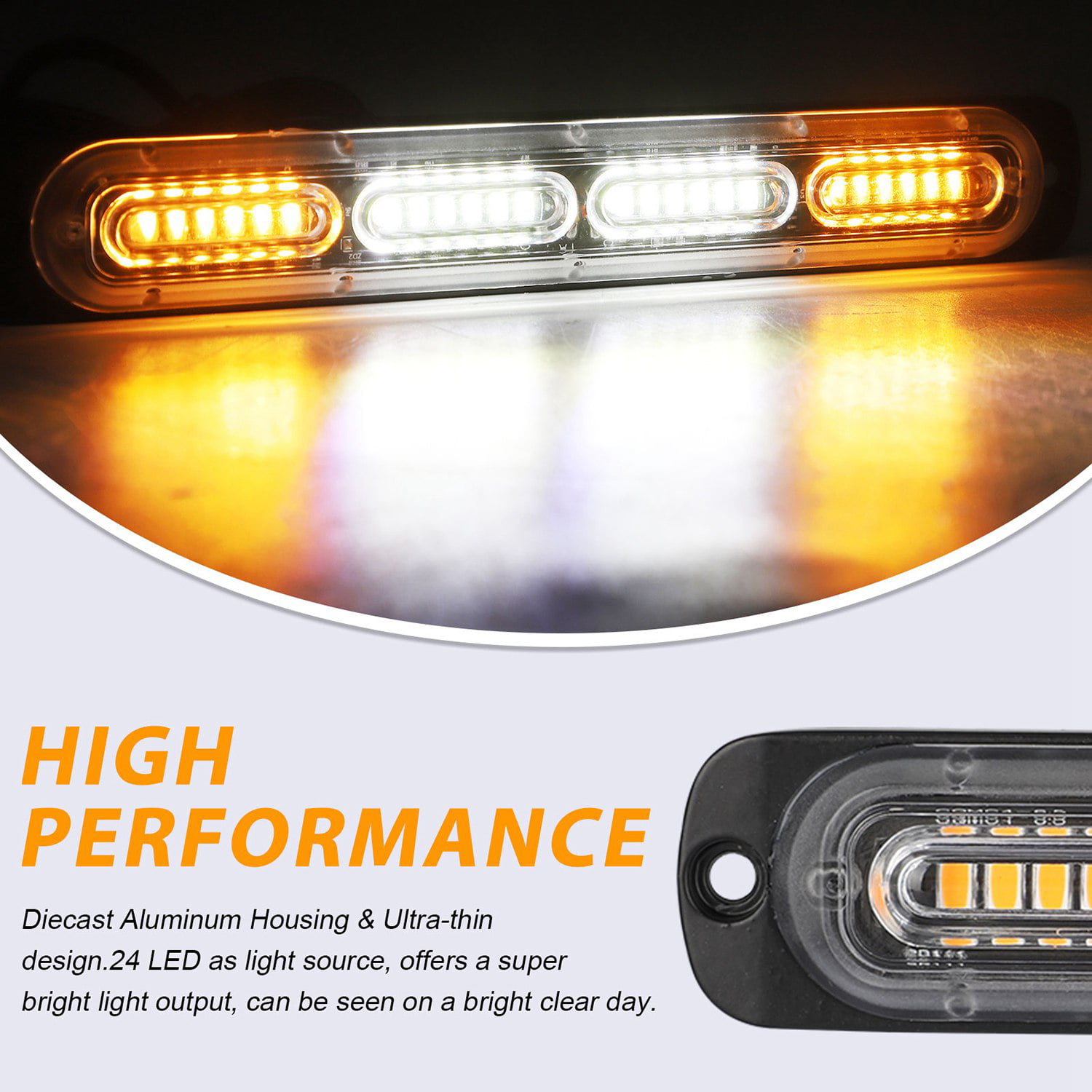 10x Amber Flash Strobe Car Trailer LED Warning Emergency Hazard Light Bar 72W 