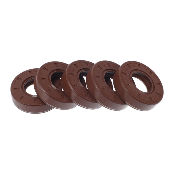 Sello de aceite universal Unique Bargains TC de doble labio con resorte de acero, anillo de sello para eje rotativo 19x40x10mm, caucho FKM de alta presión, marrón, 5 piezas