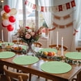 thumbnail image 5 of Green Round 15 Inch Placemats Set of 8, Minimalist Solid Color Modern Abstract HeatResistant Non Slip Place Mats for Dining Table, Wipeable Braided Kitchen Table Mats for Housewarming, 5 of 9