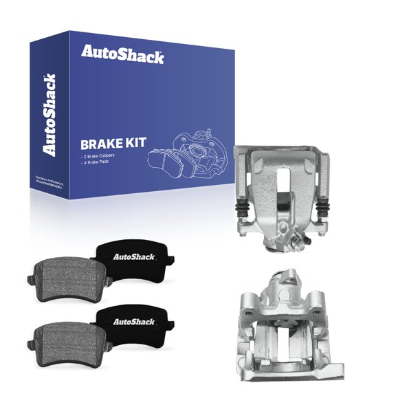AutoShack Rear Brake Calipers   Ceramic Brake Pads Replacement for 2009-2012 Audi Q5 2009-2012 Audi A4 Quattro 6-PC Kit