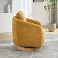 thumbnail image 5 of PORKISS 30.3"W Swivel Barrel Chair with Pillow, Chenille Fabric Upholstered Accent Club Armchair with Metal Swivel Ring, 360 Degree Club Chair, Single Leisure Sofa Chair, Mustard, 5 of 11