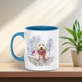 thumbnail image 3 of Playful Goldendoodle Welcomes Winter Snowy Day with Cardinal Bird 11oz Accent Two-tone Mug Doodle Dog Lover Gifts Idea Coffee Tea Cup - 2017, 3 of 5