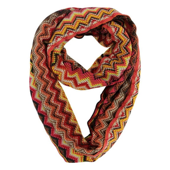 Hot Pink Multicolor Zigzag Circle Scarf
