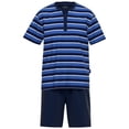 thumbnail image 1 of GÖTZBURG Conjunto de pijama para hombre - corto, a rayas, tapeta de botones, clima-activo Azul M (Medium), 1 of 3