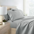 thumbnail image 3 of California King, Light Gray Solid Microfiber 6 Piece Bed Sheet Set, by Noble Linens, 3 of 11