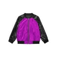 thumbnail image 5 of ZDHoor Sequins Jacket for Girls Kid & Toddler Party Long Sleeve Lightweight Zip Up Bomber Jacket Purple 14, 5 of 7