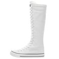 thumbnail image 5 of ANUFER Women Fashion Canvas Dance Boots Knee High Bicycling Boots Girls Fancy School Shoes White 905 US6.5, 5 of 7