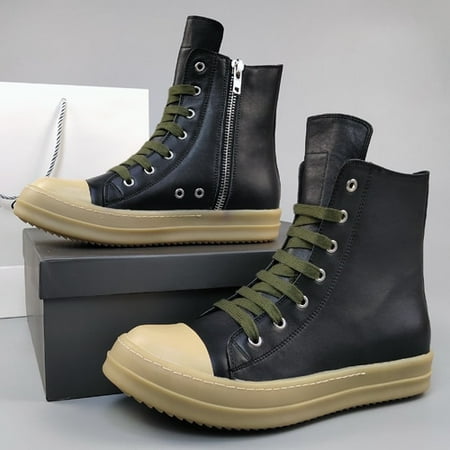 

High Street Brand Rick High Top Board Shoes Owens Sneakers Mens Pink Leather CasualShoes Men s Sneakers Men s Shoes Women Shoes