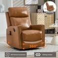 thumbnail image 4 of Newest Orange Gnuine Leather Heat Massage Manual Recliner Chair with Rocker , Swivel for Living Room, 4 of 9