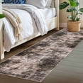 thumbnail image 2 of iOhouze Runner Rugs 2x7 Washable Runner Rug for Hallways Non Slip Kitchen Runner Low Pile Soft Printed Faux Wool Abstract Floor Runner for Inodoor Bedroom Entryway Laundry Room, Brown/Rust, 2 of 8