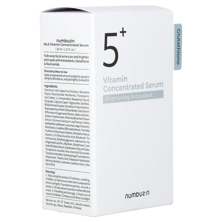 美容液 30ml No.5 Vitamin Concentrated Serum numbuzin Vitamin Brightening Hyperpigmentation Serum 1.01 fl