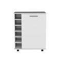 thumbnail image 2 of White Engineered Wood Wick Bar Cart, Featuring Wine Storage, Ample Inner Cabinet Space, Smooth For Dining Room Cart With Storage Compartment, Expansive Cabinet, Smooth-moving Wheels, 2 of 4