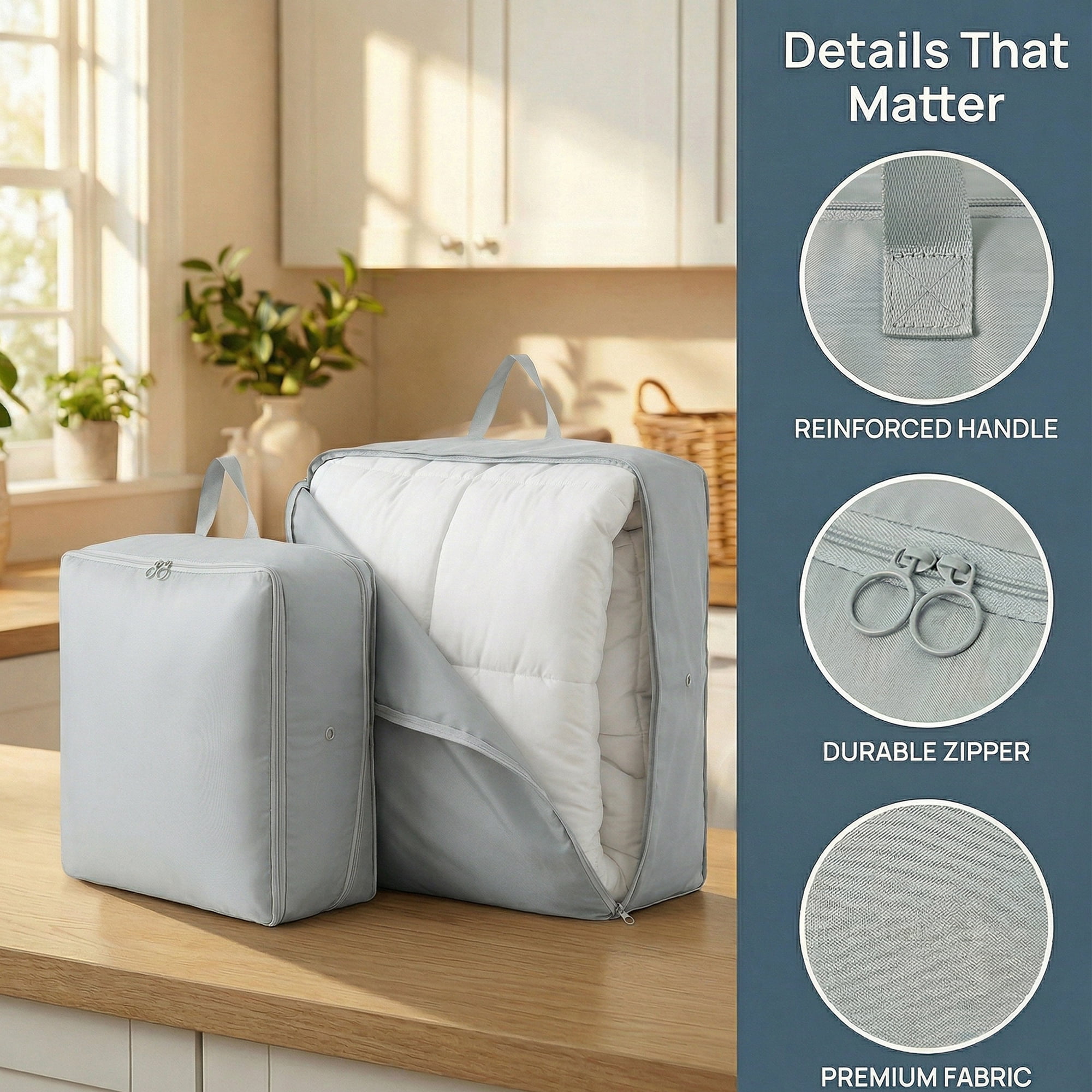 Unique Bargains Foldable Storage Bags Ideal for Organizing Bedroom Grey 21.3"x16.5"x23.6"