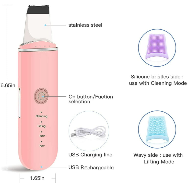 Skin Scrubber Face Spatula, Facial Skin Exfoliator Scraper and Blackhead  Remover Pore Cleaner with 5 Modes LED Display, Face Lifting Tool Comedones