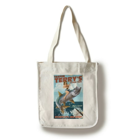 Atlantic City, New Jersey - Deep Sea Fishing Pinup Girl - Lantern Press Poster (100% Cotton Tote Bag -