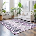 thumbnail image 3 of Area Rugs 3'x5', Purple Boho Flowers Carpet Runner Indoor Outdoor Rugs Home Decor Aesthetic, Modern Luxurious Geometric Floral Non Slip Mats Washable Accent Rug for Living Room Bedroom, 3 of 8