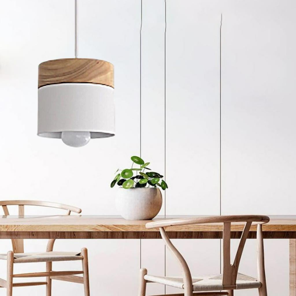 Ceiling Pendant Light with Wood Pattern , Simple Style Hanging Lighting Fixtures for Living Rooms, Dining Room, Kitchen - White