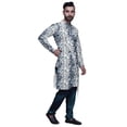 thumbnail image 2 of Atasi Designer Kurta Pajama For Men Printed Angrakha Kurta Set Summer Clothing, 2 of 3