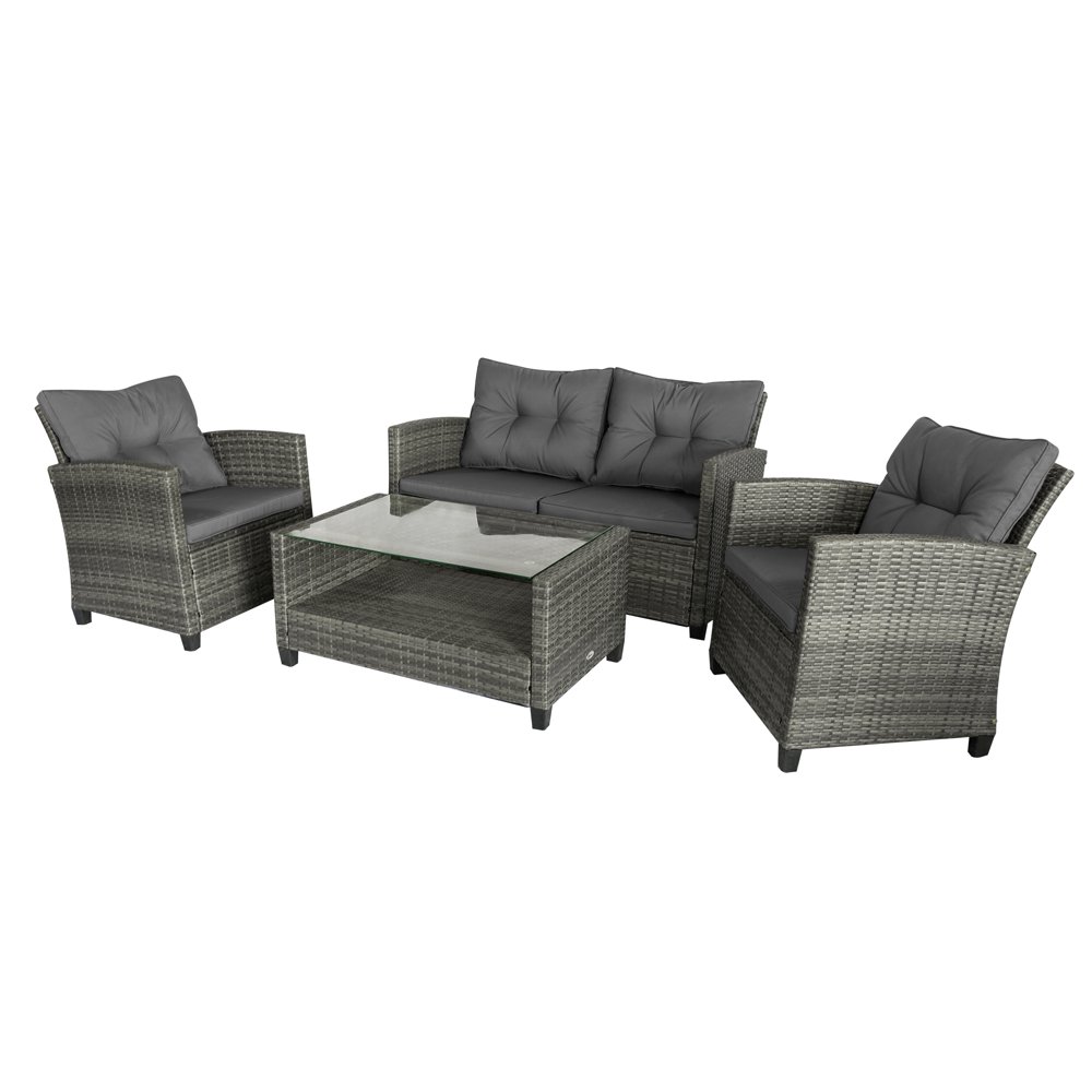 Outsunny 4piece Outdoor Patio Rattan Furniture Set with 2 Chairs