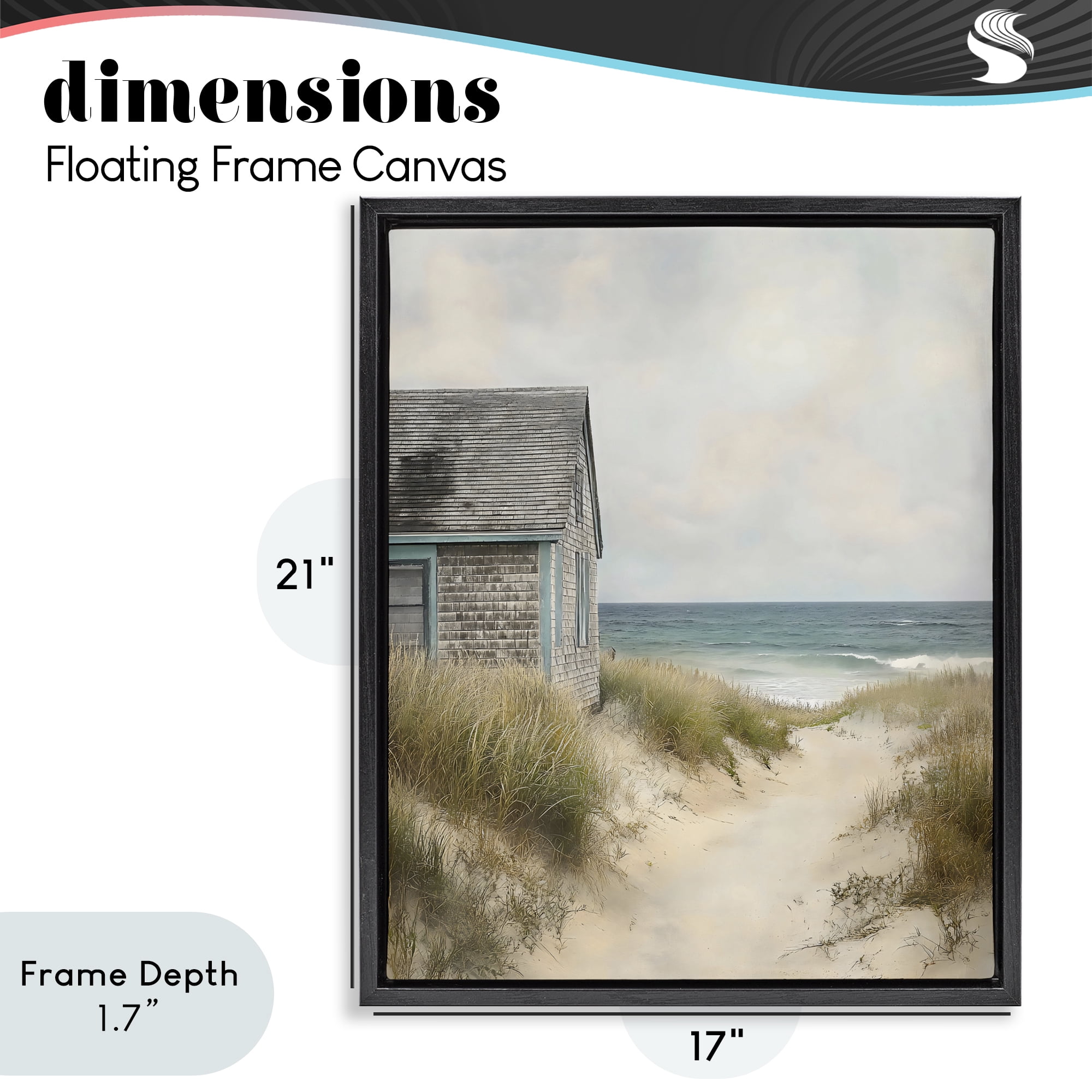 Stupell Industries Oceanfront Cottage on Dune Path Black Framed Floater Canvas Wall Art, design by Creative Studio