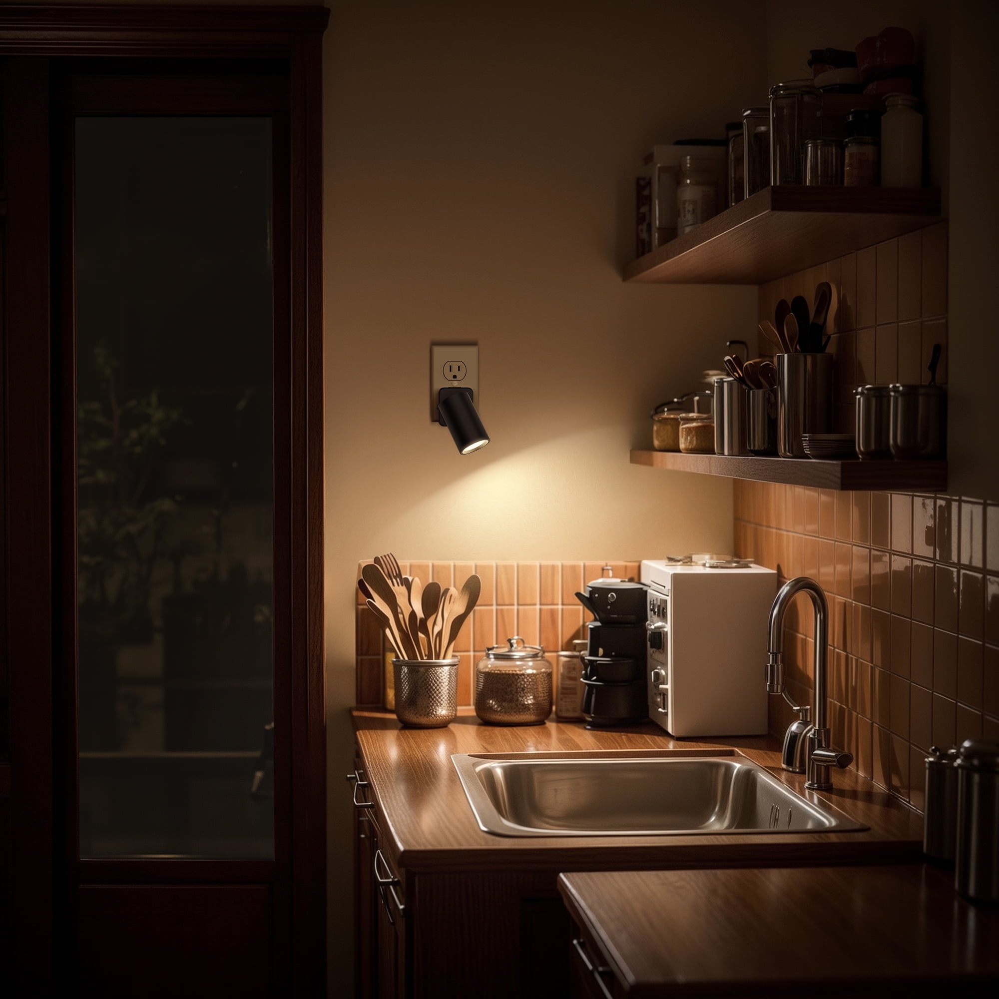 Set of 2 Adjustable Dimmable LED Night Lights with Warm White Glow