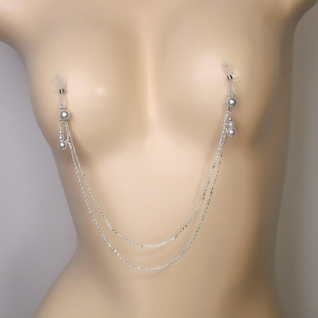 MATROOY 2024 Crystal Chest Bra Chain Women Sexy Body Decoration Lingerie Nipple Jewelry-silver