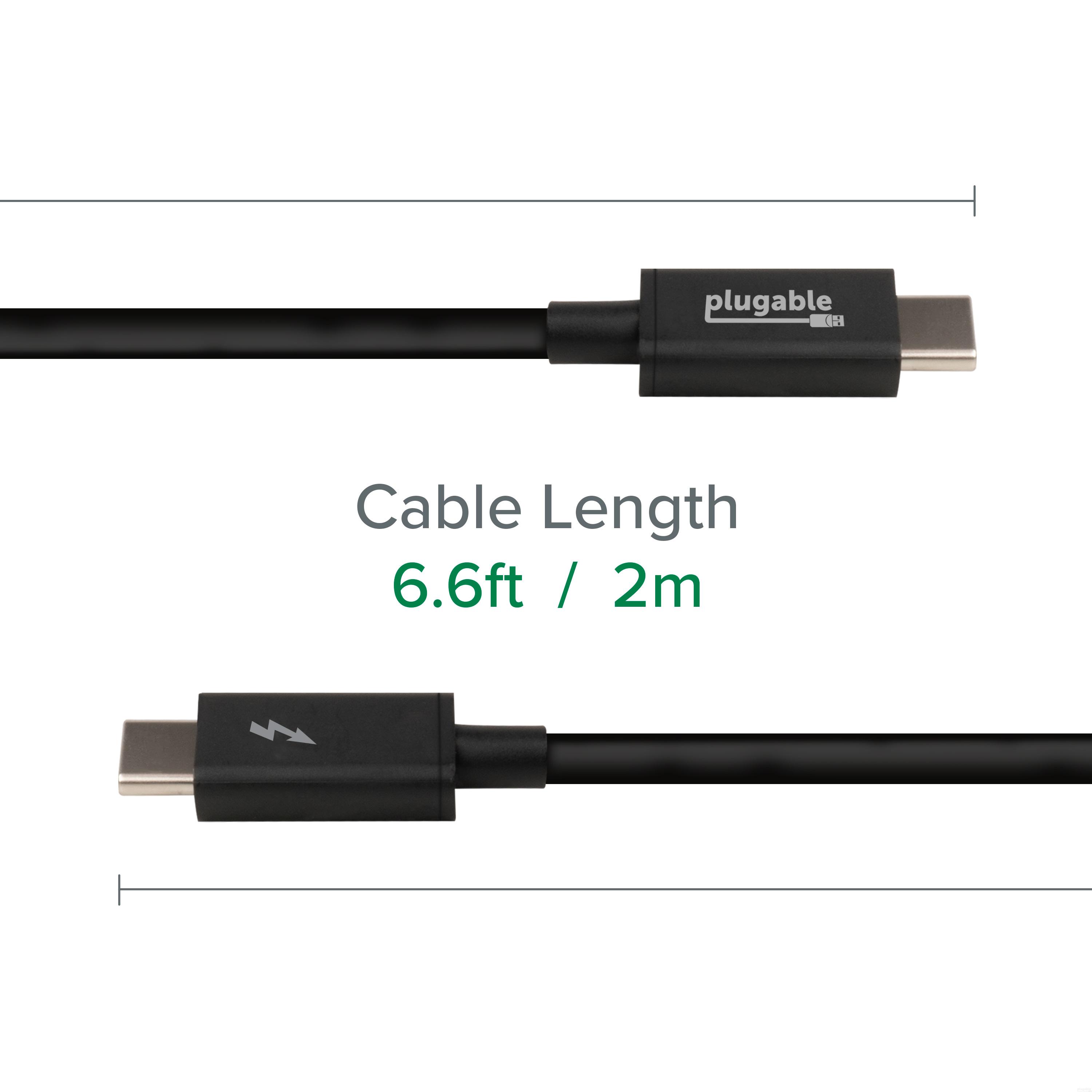 Plugable Thunderbolt 3 Cable 20Gbps Supports 100W (20V, 5A) Charging, 6.6ft / 2m USB C Compatible [Thunderbolt 3 Certified] - Driverless - image 2 of 3