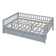 thumbnail image 4 of Low Wood Bed with Fence Guardrails for Kids, Full Size Platform Bed Frame Montessori Bed with 2 Storage Drawers & Slats System for Boys Girls Bedroom, No Box Spring Required, (Gray, Full Size), 4 of 7