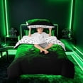 thumbnail image 3 of meiyoeat Neon Green Smoke Gaming Twin Bedding for Boys Teens, Video Game Gamer Duvet Cover Set, Black Green, Gamepad Reversible2 Pieces, 1 Duvet Cover and 1 Pillowcase, 3 of 7