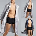 thumbnail image 5 of Fule Mens Satin Silk Luxury Pajamas Kimono Bathrobe Robe Dressing Gown Pjs Loungewear, 5 of 5