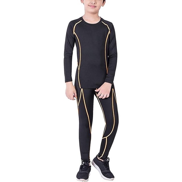 Leggings térmicos para camiseta interior de hockey para niños, 14, línea naranja