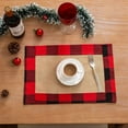 thumbnail image 5 of YOHAVEN Christmas Plaid Placemats Cotton Linen Table Mats, Vintage Long Table Runner for Holiday Dining Wedding Party Centerpiece Kitchen Decor, 5 of 7