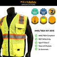 thumbnail image 5 of KwikSafety (Charlotte, NC) CLASSIC Safety Vest (JUMBO Pocket) Class 2 ANSI OSHA High Visibility Reflective Heavy Duty Mesh Zipper HiVis Construction Work Gear HiViz Men Women | Yellow S/M, 5 of 7