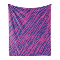 Pink Zebra Soft Flannel Fleece Throw Blanket, Retro Design Grunge Abstract Murky Zebra Stripes with Wavy 80s Style, Cozy Plush for Indoor and Outdoor Use, 50" x 70", Cobalt Blue Fuchsia, by Ambesonne