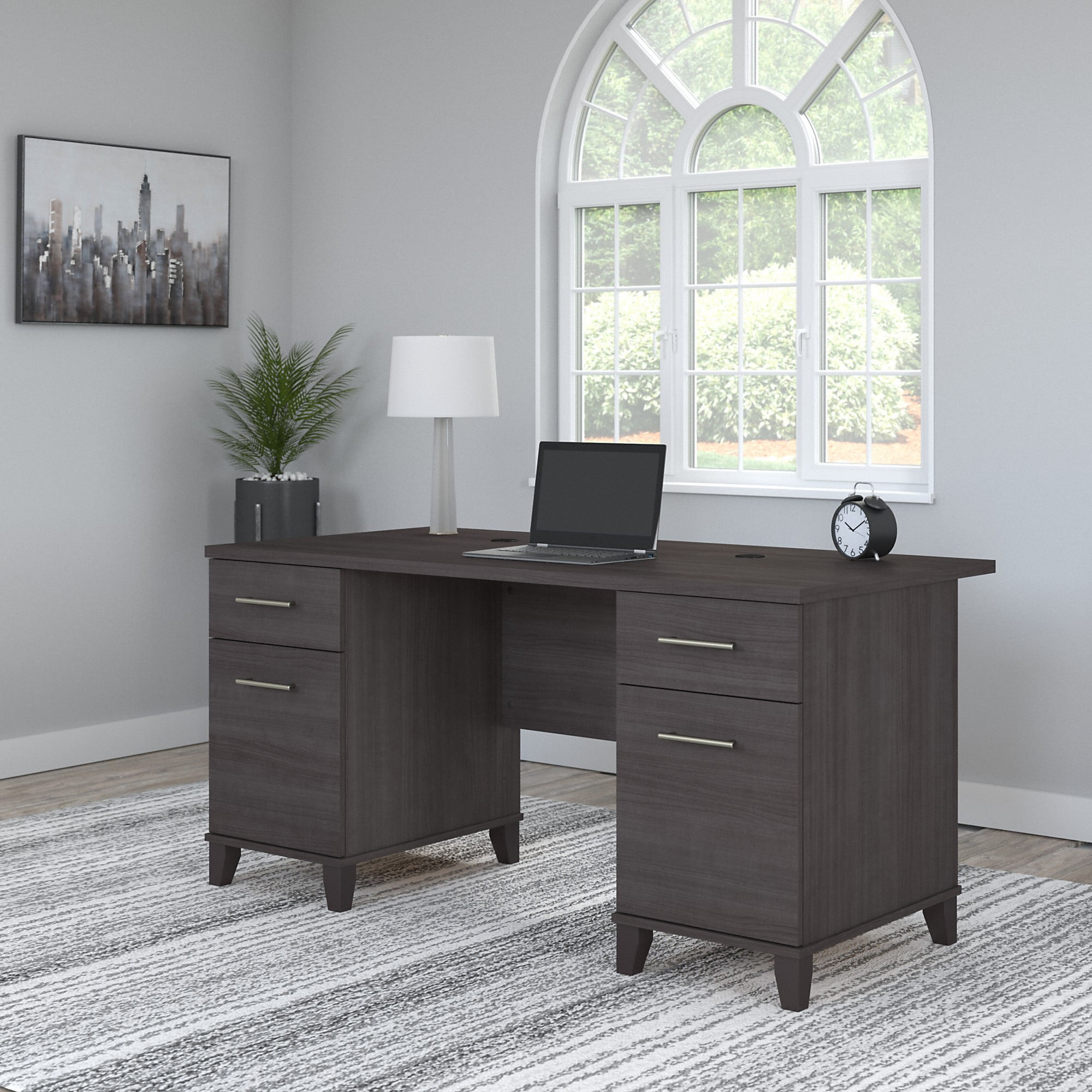 30x60 Gray Desk Double Pedestal by CavilUSA