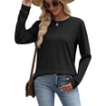 thumbnail image 4 of WIHOLL Sweatshirt for Women Crewneck Long Sleeve Shirts Curved Hem Lightweight Sweaters Fall Clothes, 4 of 10
