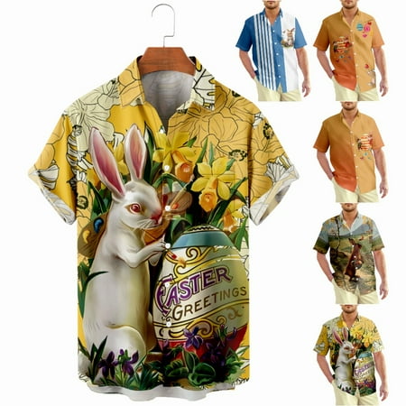 

Easter Plus Size Aloha Beach Shirts Fashion Retro Clothes Size 100-170/XXS-8XL