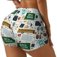 thumbnail image 2 of Wukai Back To School A Print Pack Biker Shorts for Women Yoga Workout Gym Running Scrunch Active Shorts-Large, 2 of 8